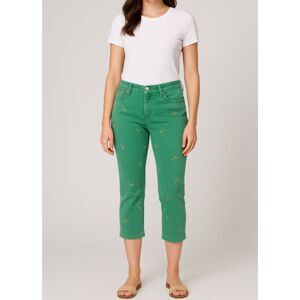 NYDJ Green Floral Print Crop Capri Jeans Women’s Size 6 Mid Rise Stretch Denim